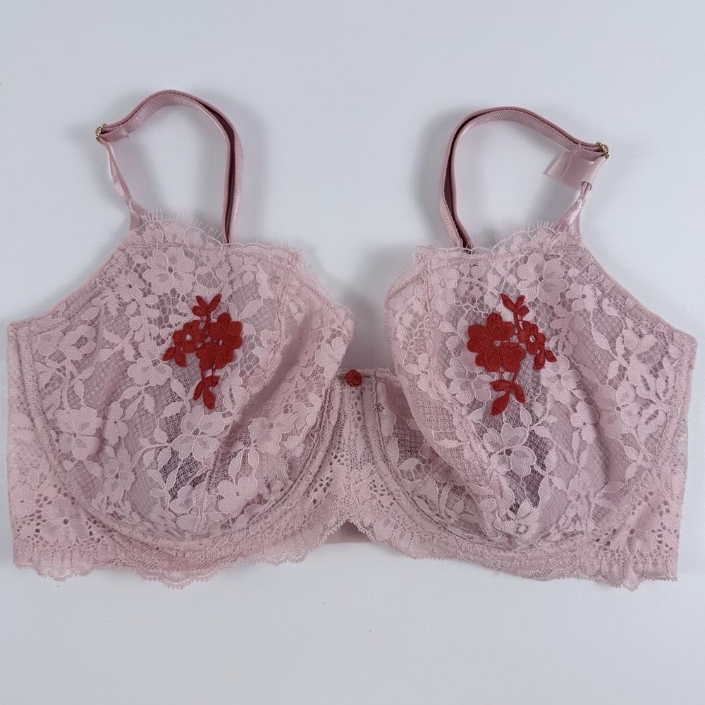 Victoria's Secret Dream Angels Wicked Unlined Lace Balconette Bra Pink 36DD NWT